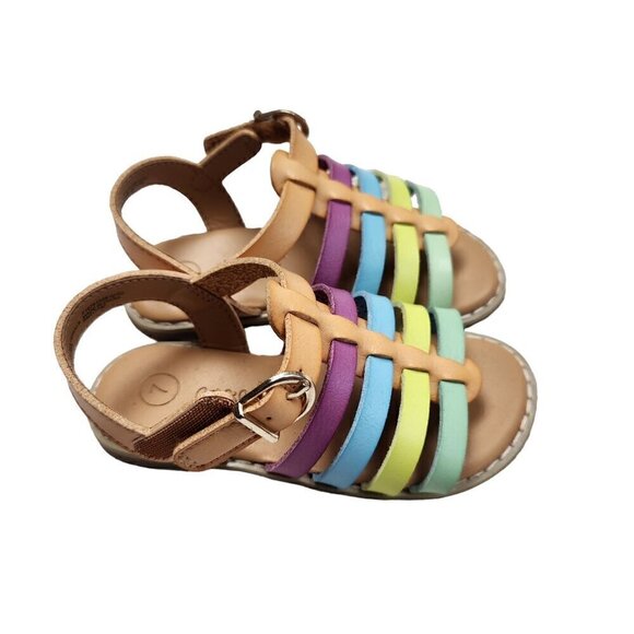 Cat & Jack Girls Rainbow Strappy Sandals Size 7 Velcro Closure Non-Marking Sole - Picture 5 of 9